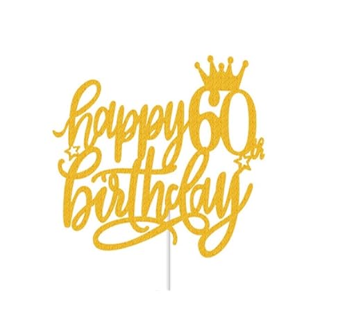 LXHZSY Tortendeko 5 Stück Happy Birthday Goldene Kuchendekoration 13 16 18 21 30 40 50 60 Jahre Geburtstagstorte Topper Erwachsene Party Backen Dessert Dekor Supplie(60year Gold) von LXHZSY
