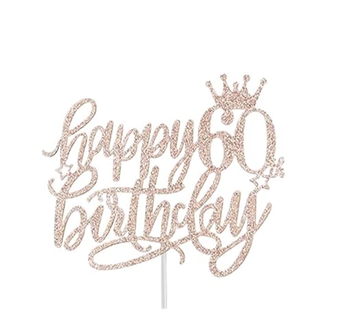 LXHZSY Tortendeko 5 Stück Happy Birthday Goldene Kuchendekoration 13 16 18 21 30 40 50 60 Jahre Geburtstagstorte Topper Erwachsene Party Backen Dessert Dekor Supplie(60year Rose Gold) von LXHZSY