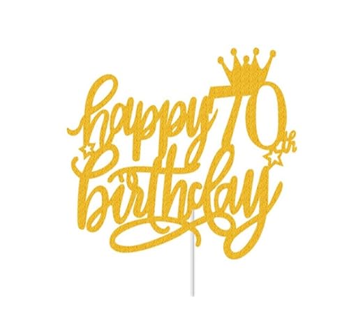 LXHZSY Tortendeko 5 Stück Happy Birthday Goldene Kuchendekoration 13 16 18 21 30 40 50 60 Jahre Geburtstagstorte Topper Erwachsene Party Backen Dessert Dekor Supplie(70year Gold) von LXHZSY