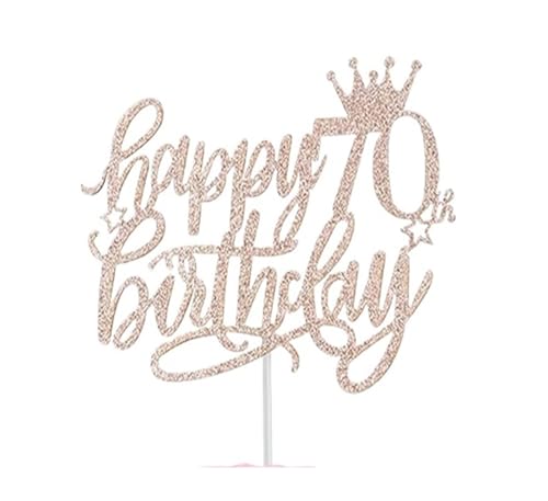 LXHZSY Tortendeko 5 Stück Happy Birthday Goldene Kuchendekoration 13 16 18 21 30 40 50 60 Jahre Geburtstagstorte Topper Erwachsene Party Backen Dessert Dekor Supplie(70year Rose Gold) von LXHZSY