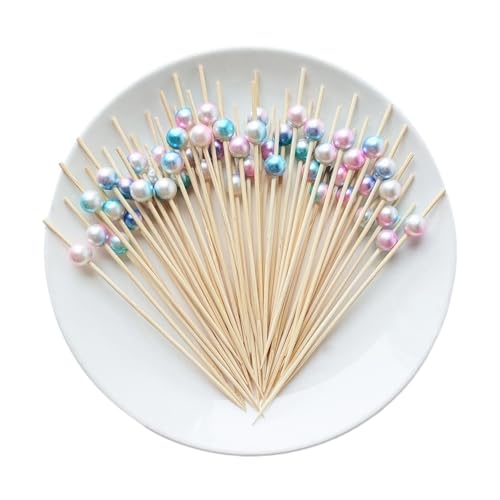 LXHZSY Tortendeko 50/100 Stück Hochzeit Perlenspieße Obst Cocktail Sticks Essen Buffet Snack Picks Gabeln Hochzeitszubehör Geburtstag(50pcs,Style5) von LXHZSY