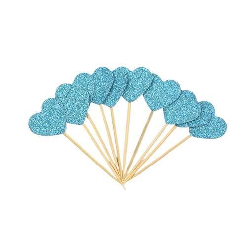 LXHZSY Tortendeko 50 Stück Mini-Herz-Stern-Cupcake-Topper, Geburtstagskuchen-Topper, Dekorations-Picks, Hochzeits-Party-Dekorationen(Blue4) von LXHZSY