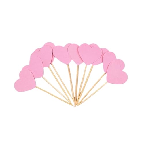 LXHZSY Tortendeko 50 Stück Mini-Herz-Stern-Cupcake-Topper, Geburtstagskuchen-Topper, Dekorations-Picks, Hochzeits-Party-Dekorationen(Pink) von LXHZSY