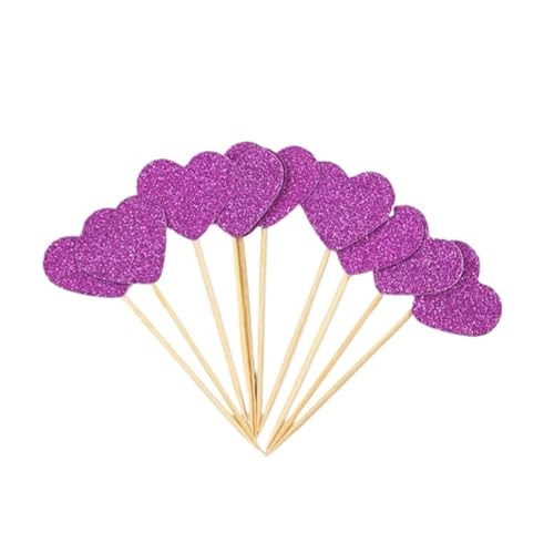 LXHZSY Tortendeko 50 Stück Mini-Herz-Stern-Cupcake-Topper, Geburtstagskuchen-Topper, Dekorations-Picks, Hochzeits-Party-Dekorationen(Purple) von LXHZSY