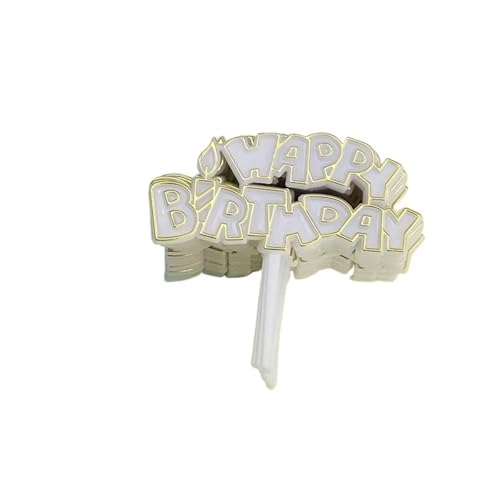 LXHZSY Tortendeko 50 Stück Plastik Happy Birthday Baked English Happy Birthday Gold Party Kuchen Dressing(Golden) von LXHZSY