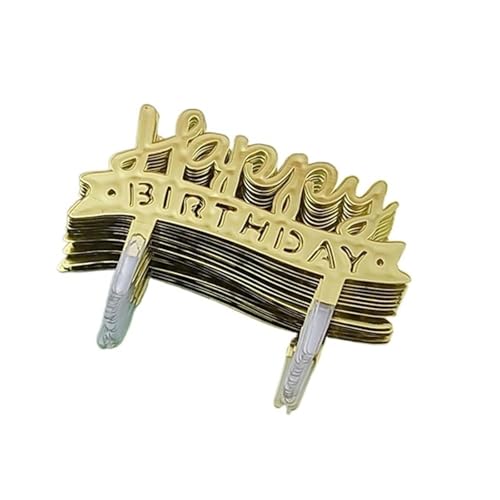 LXHZSY Tortendeko 50 Stück Plastik Happy Birthday Baked English Happy Birthday Gold Party Kuchen Dressing(Golden2) von LXHZSY