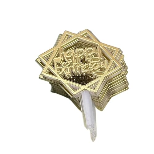 LXHZSY Tortendeko 50 Stück Plastik Happy Birthday Baked English Happy Birthday Gold Party Kuchen Dressing(Golden5) von LXHZSY