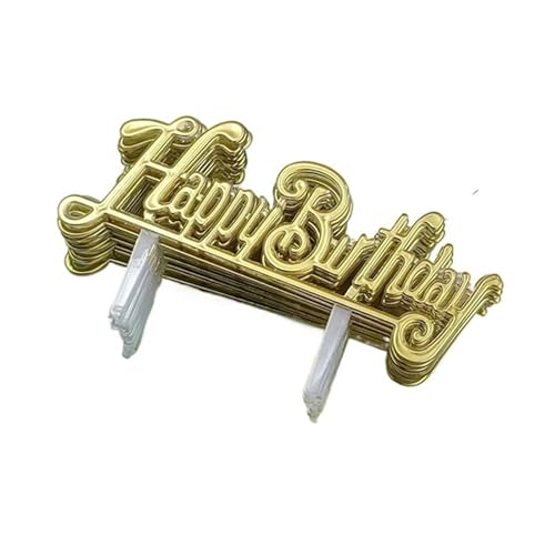 LXHZSY Tortendeko 50 Stück Plastik Happy Birthday Baked English Happy Birthday Gold Party Kuchen Dressing(Golden6) von LXHZSY