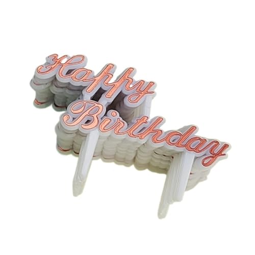 LXHZSY Tortendeko 50 Stück Plastik Happy Birthday Baked English Happy Birthday Gold Party Kuchen Dressing(Red2) von LXHZSY