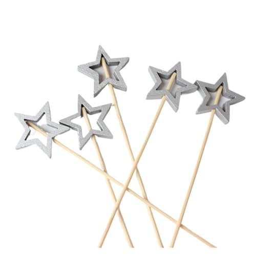 LXHZSY Tortendeko 50 Stück goldene, Silberne, Hohle Sterne, Buffet, Obst, Essenspicks, Cocktailspieße, Weihnachtsfeier, Geburtstag, Hochzeit, Dekoration(Silver) von LXHZSY