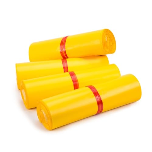 Versandtaschen 100 Stück gelbe Poly-Mailer-Kunststoff-Versandtaschen, wasserdichte Versandumschläge, selbstklebende Post-Lebensmittel-Kurier-Verpackungsbeutel (Color : 25x35cm) von LXHZSY