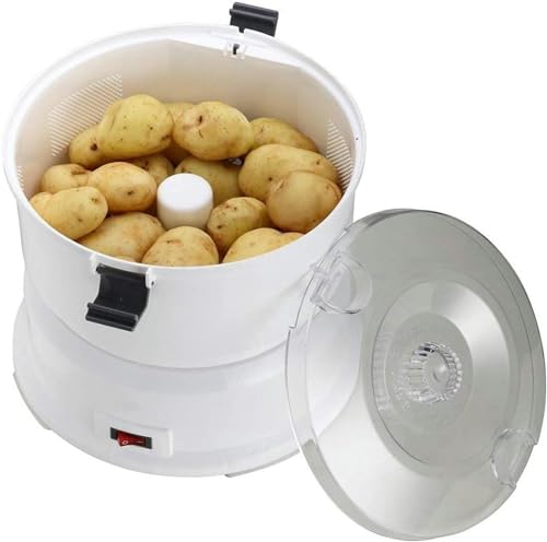 LXJBBD Elektrischer Kartoffelschäler, Edelstahlklinge, modernes Design, 1 kg Kapazität, drehbarer Sicherheitsverschluss für müheloses Schälen von LXJBBD