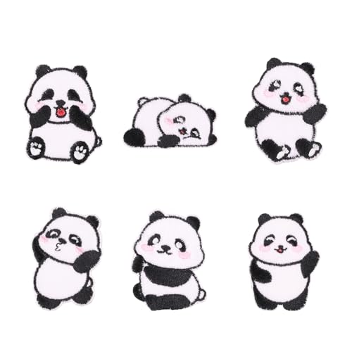 6 schöne Panda-Aufnäher, Stoffflicken, einfach anzubringen und zu entfernen, ohne Beschädigungen, ideal für kreative Bastelprojekte 6 schöne Panda-Aufnäher, Stoffflicken, einfach anzubringen und zu entfernen, ohne Beschädigungen, ideal für kreative Bastelprojekte von LXJLXD