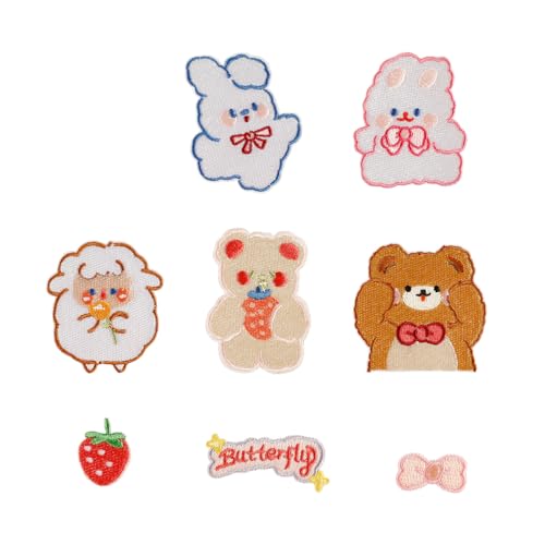 8 Stück Cartoon Tier bestickte Flicken zum Aufbügeln auf Schaf Reparatur Flicken Aufnähen Applikation Flicken für Kleidung Tasche von LXJLXD