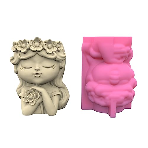 Blumentopf-Silikonform, Beton, Zement, Mädchen, Blumentopf, Gipsformen, Halter, Epoxidharz von LXJLXD