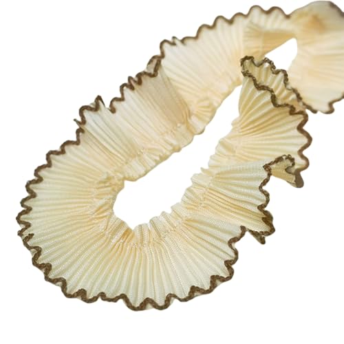 Chiffon-Spitzenborte mit Hahnentrittfalten, 3 cm breit, für modische Heimkleidung, Haarband, Bastelprojekte, Dekorationen von LXJLXD