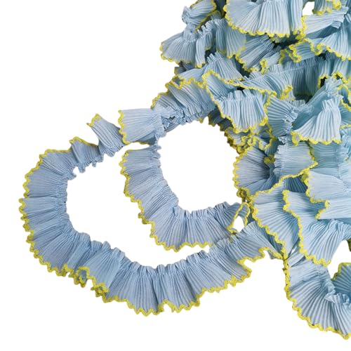 Chiffon-Spitzenborte mit Hahnentrittfalten, 3 cm breit, für modische Heimkleidung, Haarband, Bastelprojekte, Dekorationen von LXJLXD