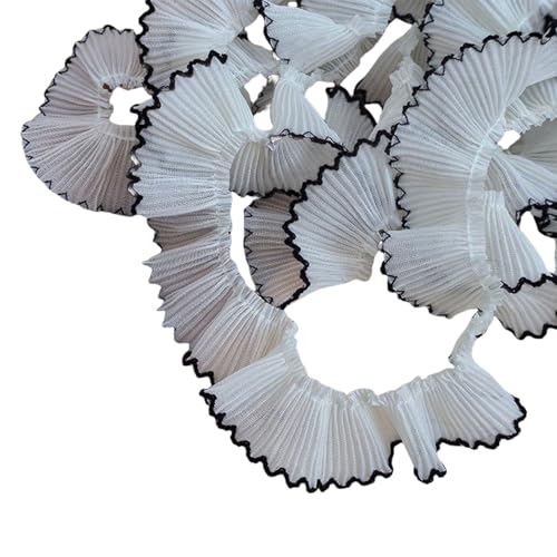 Chiffon-Spitzenborte mit Hahnentrittfalten, 3 cm breit, für modische Heimkleidung, Haarband, Bastelprojekte, Dekorationen von LXJLXD