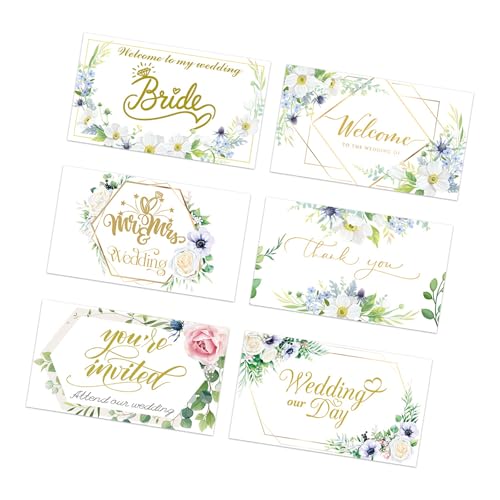 Dekoratives Blumen-Etikett für Wasserflaschen, 8,9 x 5,1 cm, Hochzeits-Thema, Verpackungsetiketten für Verlobung, Hochzeit, Feier, 6 Stück von LXJLXD