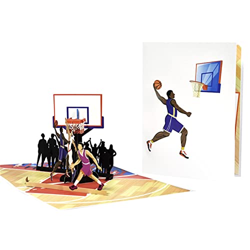 LXJLXD 3D Basketball Sport Grußkarte Kleine Karte Umschlag Set Festival Papierkarten Weihnachten Hochzeit Segen Karte von LXJLXD