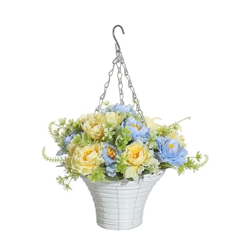 LXJLXD Künstliche Hängeblume im Korb für Innen- und Innenhöfe, Hängeblumenkorb für den Frühling (Stil 7) von LXJLXD