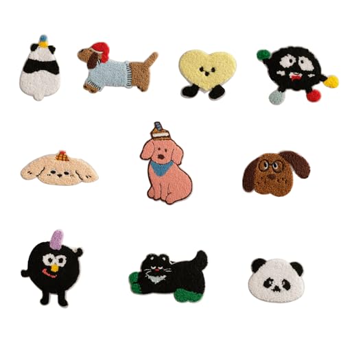 Selbstklebende Stoffflicken mit Tiermotiven, Reparaturflicken für Kleidersäcke und Hüte, dekorativer Aufkleber für Bastler, 10 Stück Selbstklebende Stoffflicken mit Tiermotiven, Reparaturflicken für Kleidersäcke und Hüte, dekorativer Aufkleber für Bastler, 10 Stück von LXJLXD