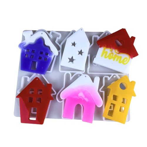 Silikonform für einzigartige Haus-Schlüsselanhänger und Charm-Epoxidharz-Schlüsselanhänger, stilvolles Schmuckherstellungswerkzeug Silikonform für einzigartige Haus-Schlüsselanhänger und Charm-Epoxidharz-Schlüsselanhänger, stilvolles Schmuckherstellungswerkzeug von LXJLXD
