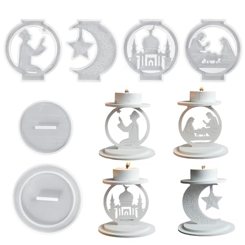 Silikonformen für Kerzenständer aus dem Nahen Osten, Stern und Mond, Epoxidharz, 3D-Ornament-Formen von LXJLXD