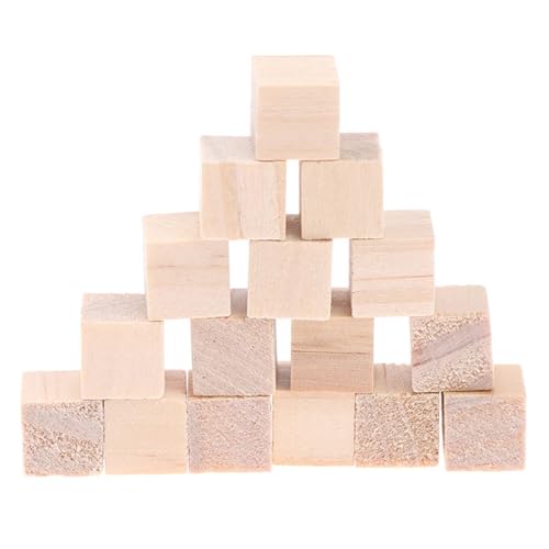 100 Stück unvollendete leere Mini-Quadratblöcke aus Holz for Selbermachen, 1 cm, massive Holzwürfel for Holzarbeiten, Basteln, Kinderspielzeug, Puzzleherstellung von LXLAEOANG