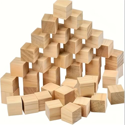Holzwürfel, 20 Stück, 2 cm große quadratische Blöcke for DIY-Bastelprojekte, unbehandeltes Holz, Modellbaumaterial von LXLAEOANG