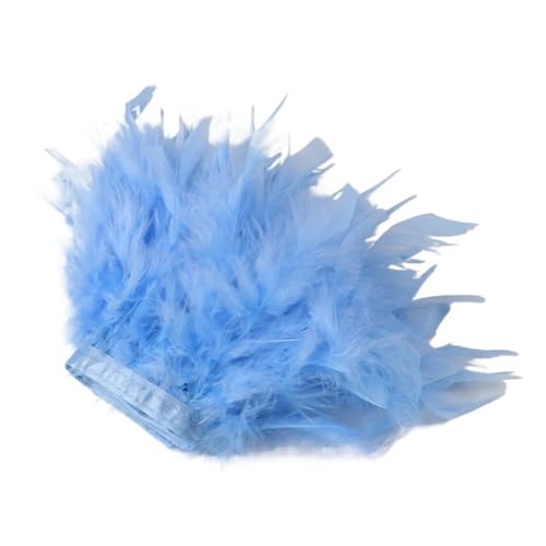 LXLAEOANG 1/5/10 Meter Bunte Federn, Fransen, Bastelband, 10–15 cm, for Kleidung, Nähen, Hochzeitskleid, Dekoration, Band, Federn für Nähen Handwerk(Lake Blue,10M) von LXLAEOANG