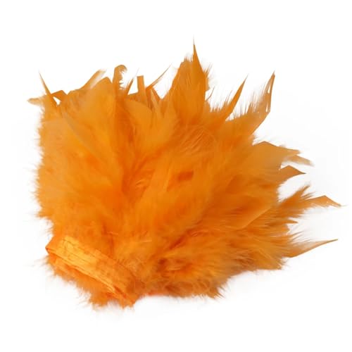 LXLAEOANG 1/5/10 Meter Bunte Federn, Fransen, Bastelband, 10–15 cm, for Kleidung, Nähen, Hochzeitskleid, Dekoration, Band, Federn für Nähen Handwerk(Orange,10M) von LXLAEOANG