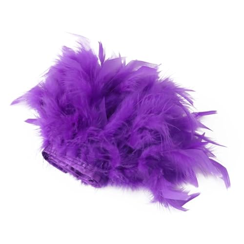 LXLAEOANG 1/5/10 Meter Bunte Federn, Fransen, Bastelband, 10–15 cm, for Kleidung, Nähen, Hochzeitskleid, Dekoration, Band, Federn für Nähen Handwerk(Purple,1M) von LXLAEOANG