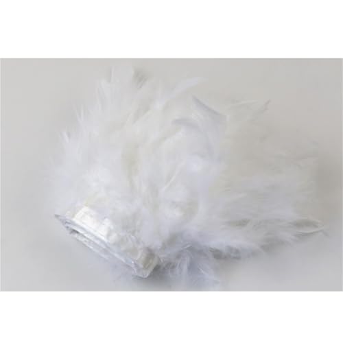 LXLAEOANG 1/5/10 Meter Bunte Federn, Fransen, Bastelband, 10–15 cm, for Kleidung, Nähen, Hochzeitskleid, Dekoration, Band, Federn für Nähen Handwerk(White,1M) von LXLAEOANG