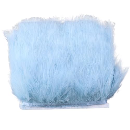 1 Meter flauschige Federn, Fransenband, 10–15 cm, Feder auf Band, Fransen, Nähen, Party, Kleidung, Kleid, Dekoration für Nähen Handwerk(LIGHT BLUE) von LXLAEOANG
