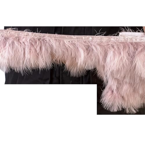 LXLAEOANG 1 Meter Flauschige Federn, Fransenband, 10–15 cm, Feder auf Band, Fransen, Nähen, Party, Kleidung, Kleid, Dekoration für Nähen Handwerk(Pink1) von LXLAEOANG