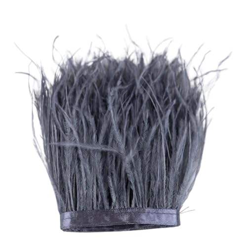 LXLAEOANG 1 m, 6–22 cm, Straußenfedern, Besatz for Hochzeitskleid, Kleidung, Accessoires, Party-Dekoration, Pflaumenfransen für Nähen Handwerk(Dark Gray,10-15CM) von LXLAEOANG