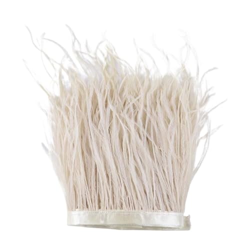 LXLAEOANG 1 m, 6–22 cm, Straußenfedern, Besatz for Hochzeitskleid, Kleidung, Accessoires, Party-Dekoration, Pflaumenfransen für Nähen Handwerk(Light Khaki,15-18 cm) von LXLAEOANG