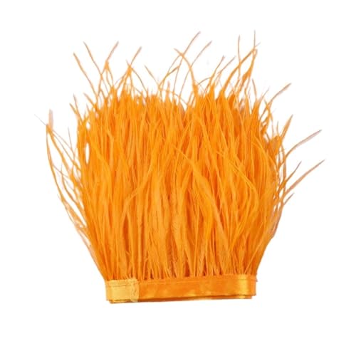 LXLAEOANG 1 m, 6–22 cm, Straußenfedern, Besatz for Hochzeitskleid, Kleidung, Accessoires, Party-Dekoration, Pflaumenfransen für Nähen Handwerk(Orange,15-18 cm) von LXLAEOANG