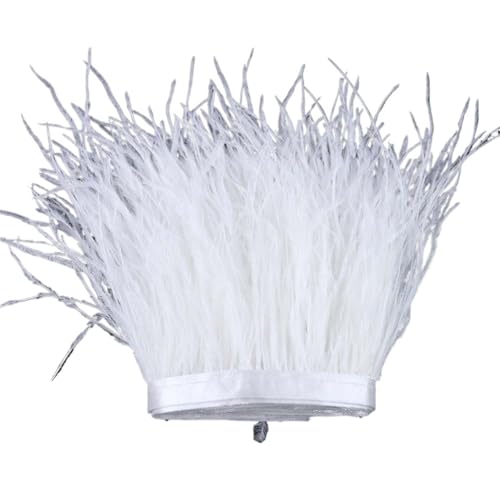 LXLAEOANG 1 m, 6–22 cm, Straußenfedern, Besatz for Hochzeitskleid, Kleidung, Accessoires, Party-Dekoration, Pflaumenfransen für Nähen Handwerk(White1,15-18 cm) von LXLAEOANG