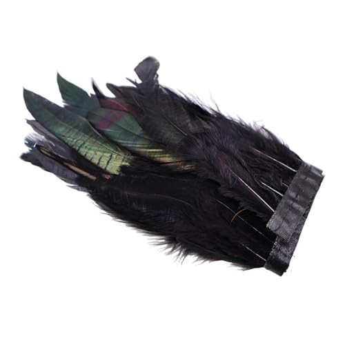 LXLAEOANG 1 m Federbesatz mit Fransen for Basteln, 13–18 cm, Federband, DIY, Nähen, Kleidung, Partydekorationen für Nähen Handwerk(Black) von LXLAEOANG