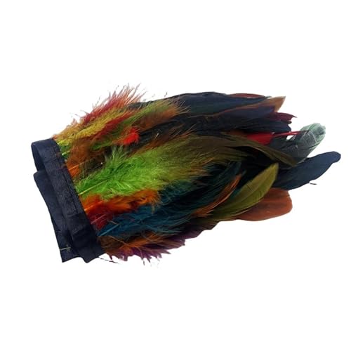 LXLAEOANG 1 m Federbesatz mit Fransen for Basteln, 13–18 cm, Federband, DIY, Nähen, Kleidung, Partydekorationen für Nähen Handwerk(Colored) von LXLAEOANG