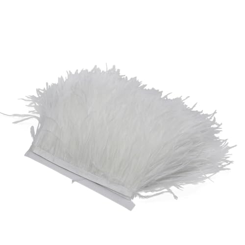 LXLAEOANG 1 m Flauschige Straußenfedern, Fransenbesatz, 8–10 cm, Hochzeitsfeier, Dekoration, Federband for Kleid, Kleidung, Nähen, Basteln für Nähen Handwerk(White) von LXLAEOANG