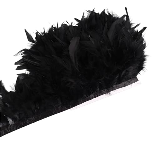 LXLAEOANG 10-15 cm Federn Trim DIY Hochzeit Türkei Feder Band Handwerk Nähen Kleidung Party Plume Handgemachte Wohnkultur für Nähen Handwerk(Black,5 Meters) von LXLAEOANG