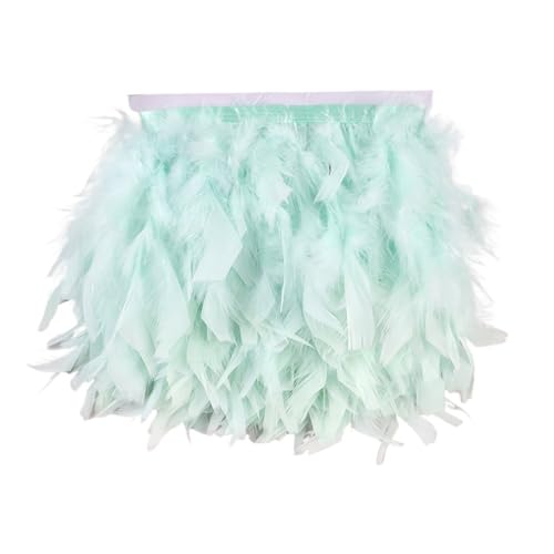 LXLAEOANG 10 Meter Federbesatz mit Fransen, 10–15 cm, Federband, Kunsthandwerk, Kleidung, Kleid, Nähen, Federn, Dekoration für Nähen Handwerk(Mint Green) von LXLAEOANG
