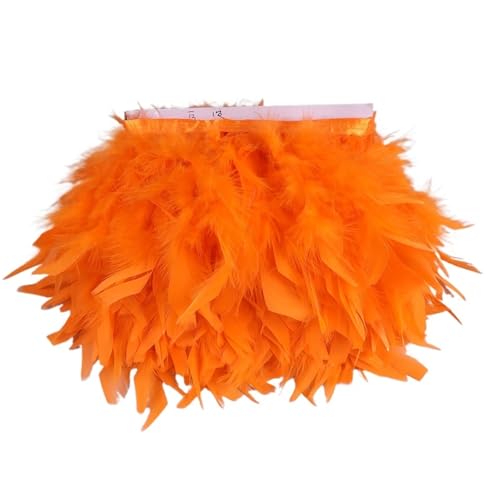 LXLAEOANG 10 Meter Federbesatz mit Fransen, 10–15 cm, Federband, Kunsthandwerk, Kleidung, Kleid, Nähen, Federn, Dekoration für Nähen Handwerk(Orange) von LXLAEOANG