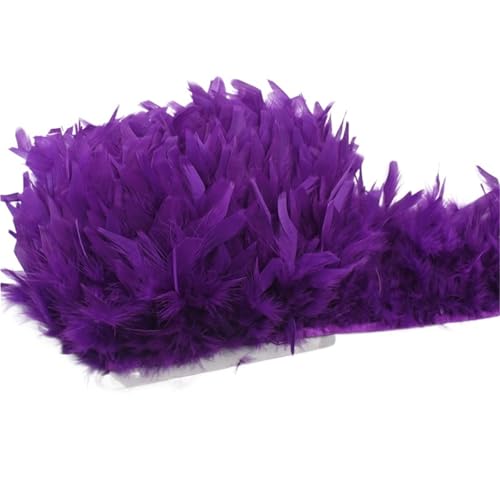 LXLAEOANG 10 Meter Flauschige Federn, Quasten, Fransenbesatz, Band, Feder auf Band, Nähen, Besatz, Kleidung, Kleid, Dekoration für Nähen Handwerk(13.Purple Red) von LXLAEOANG
