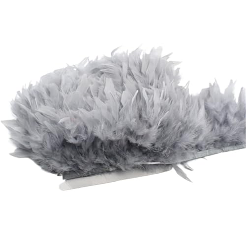 LXLAEOANG 10 Meter Flauschige Federn, Quasten, Fransenbesatz, Band, Feder auf Band, Nähen, Besatz, Kleidung, Kleid, Dekoration für Nähen Handwerk(17.Gray) von LXLAEOANG