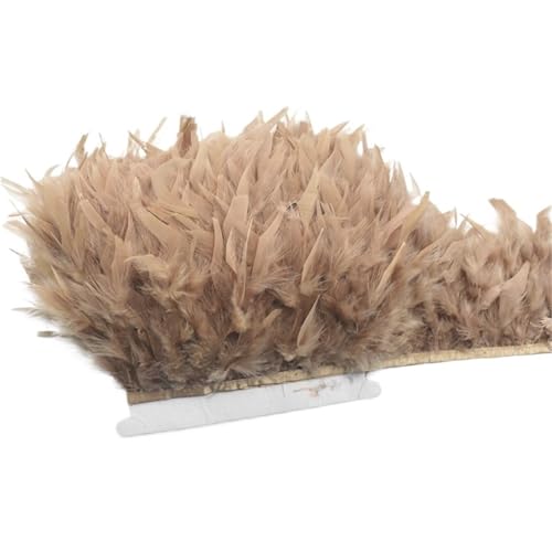 LXLAEOANG 10 Meter Flauschige Federn, Quasten, Fransenbesatz, Band, Feder auf Band, Nähen, Besatz, Kleidung, Kleid, Dekoration für Nähen Handwerk(19.Khaki) von LXLAEOANG