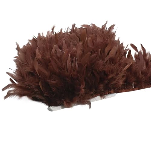 LXLAEOANG 10 Meter Flauschige Federn, Quasten, Fransenbesatz, Band, Feder auf Band, Nähen, Besatz, Kleidung, Kleid, Dekoration für Nähen Handwerk(21.Dark Brown) von LXLAEOANG